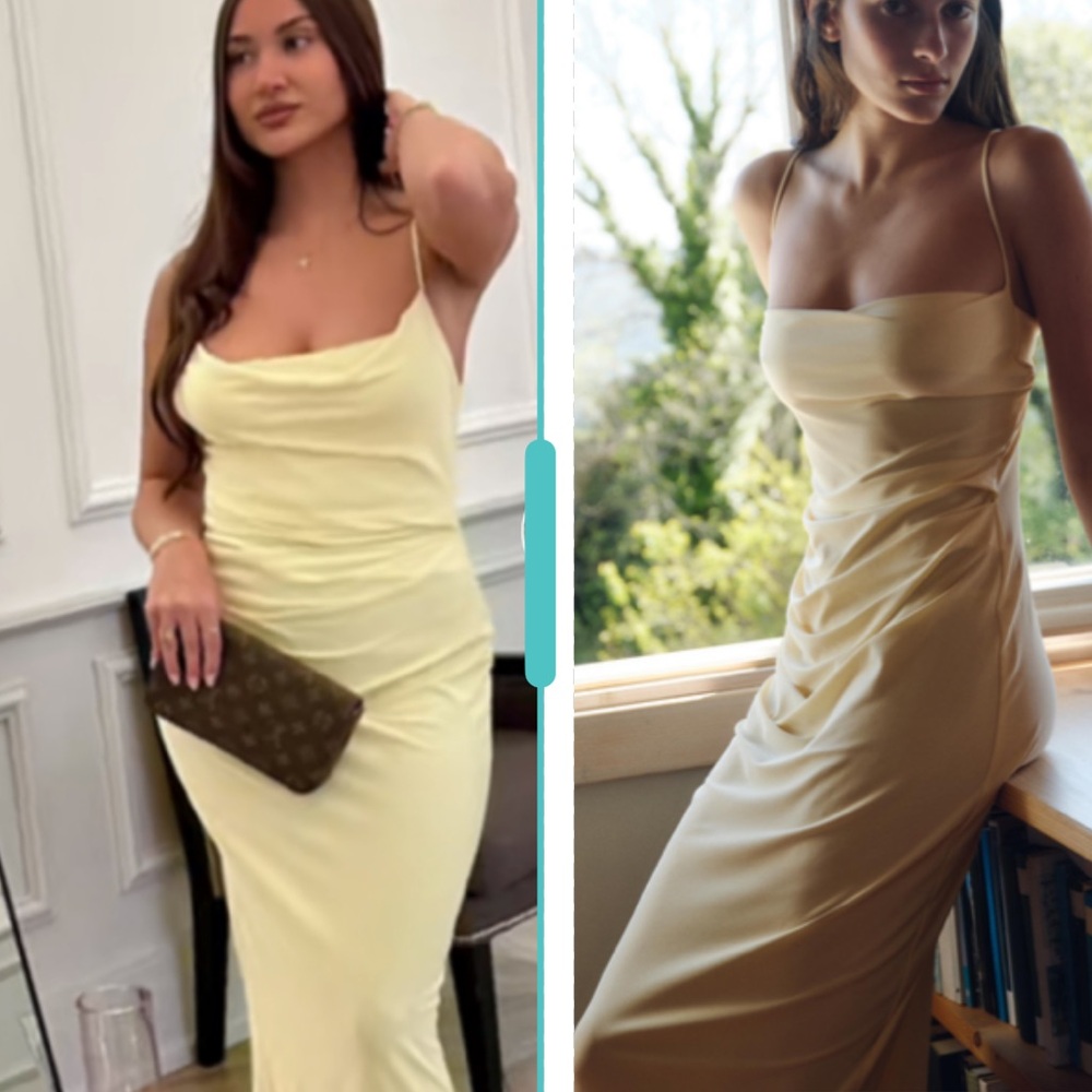 Zara NWT butter yellow midi dress 1165/016 Small - Picture 5 of 5